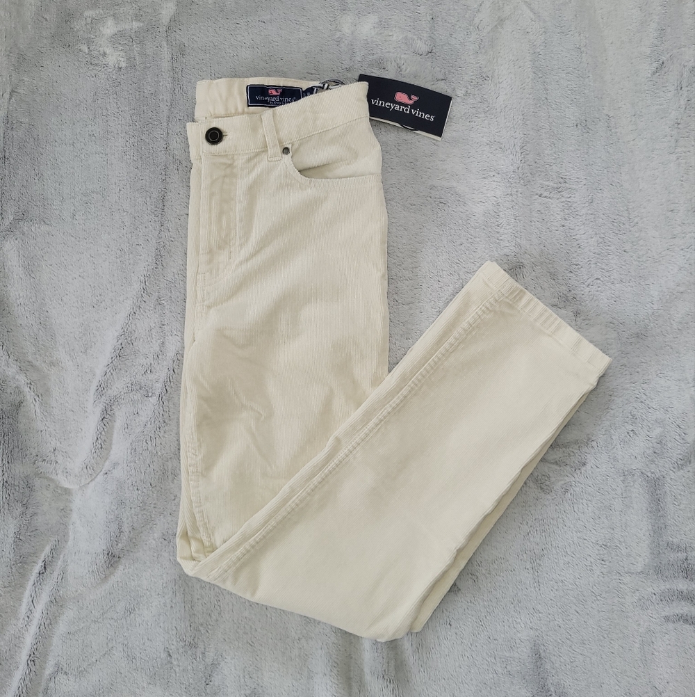 Vineyard Vines Boys Size 14 Corduroy 5 Pocket Pants Color Stone W/Stretch